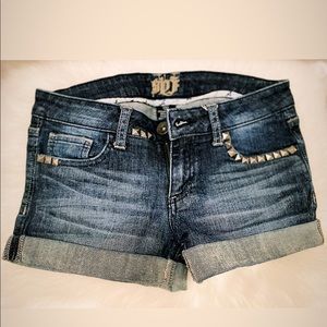 Studded denim shorts